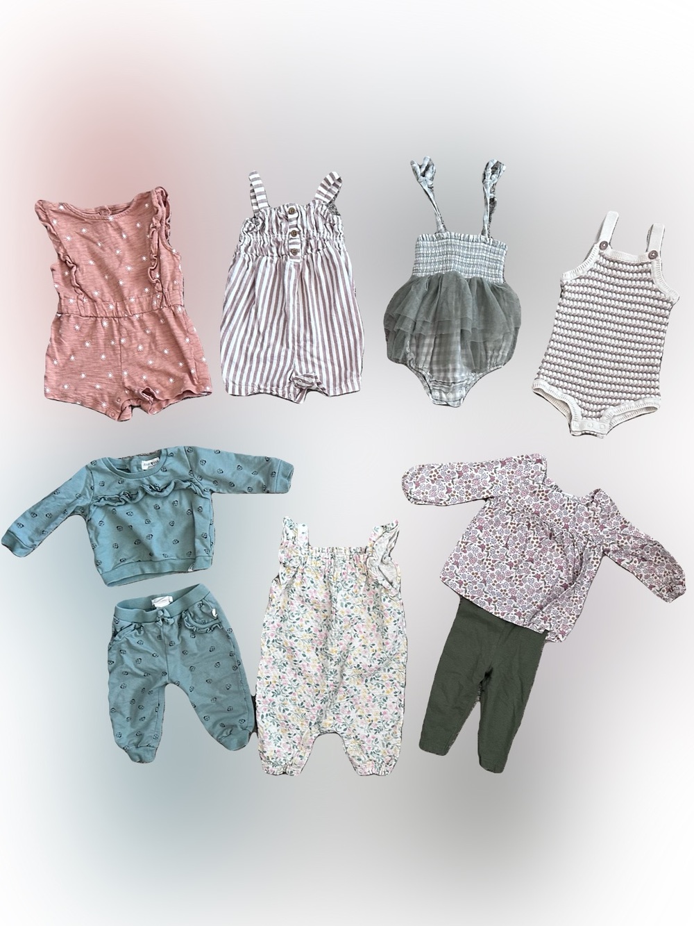 Mixed Baby Rompers & Sets - Pink, Mauve, Green, Blue, Floral